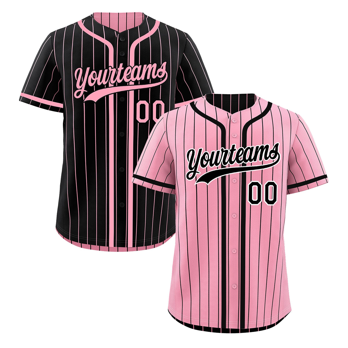 Custom Light Pink Black Reversible Stripe Fashion Breathable Baseball Jersey| KXKSHOP