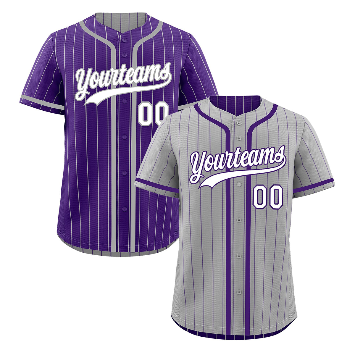 Custom Gray Purple Reversible Stripe Fashion Lightweight Baseball Jersey| KXKSHOP