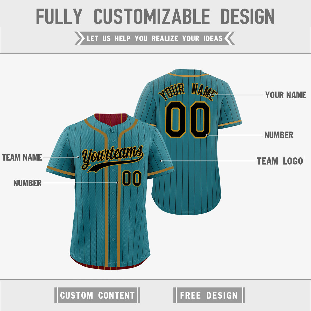 Custom Teal Crimson Reversible Stripe Fashion Breathable Baseball Jersey| KXKSHOP