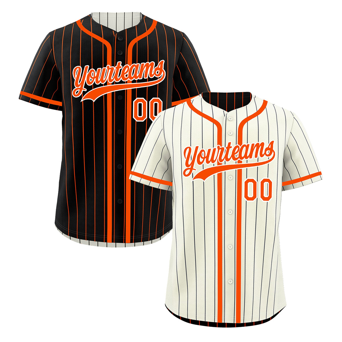 Custom Cream Black Orange Reversible Stripe Fashion Breathable Baseball Jersey| KXKSHOP