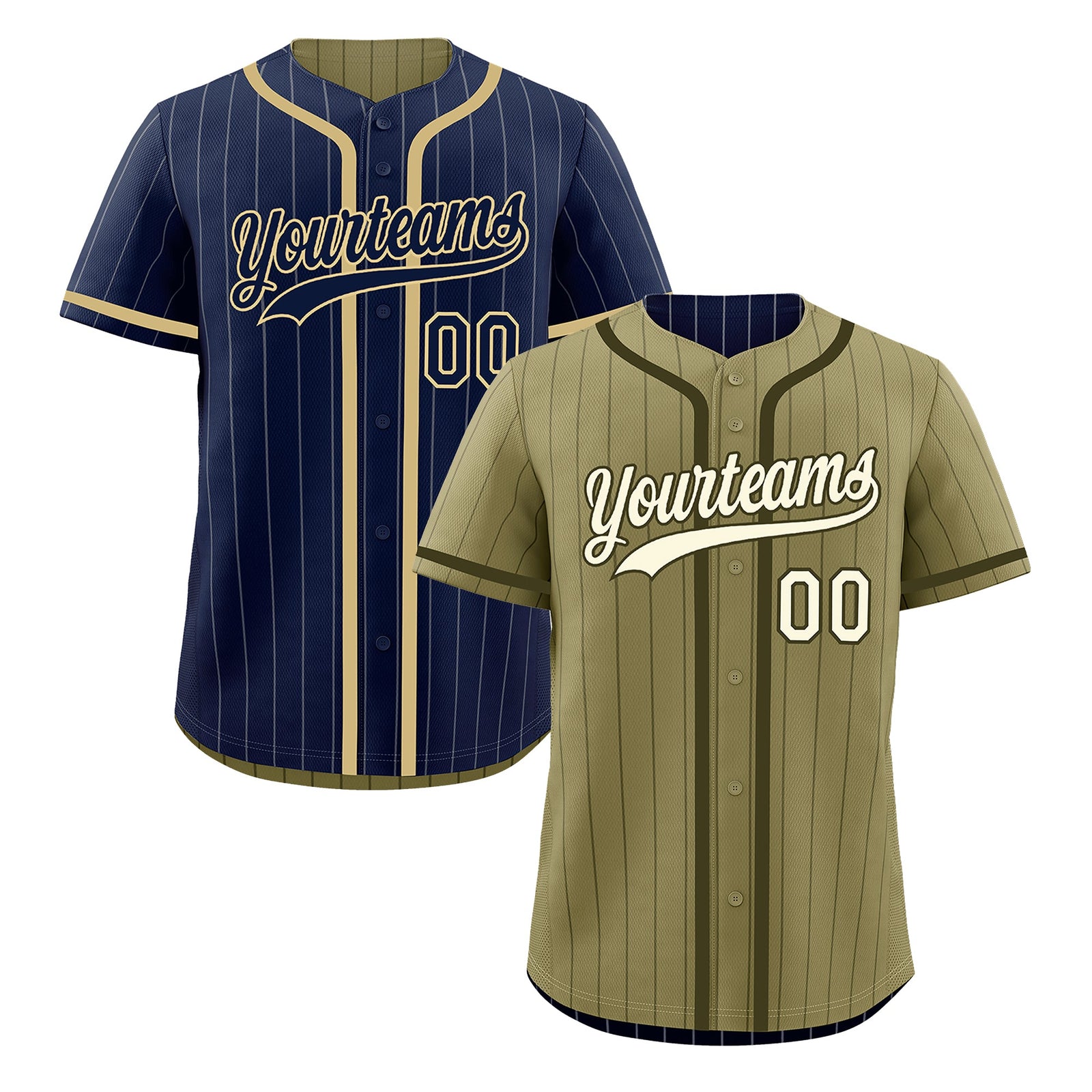Custom Navy Olive Reversible Stripe Fashion Lightweight Baseball Jersey| KXKSHOP