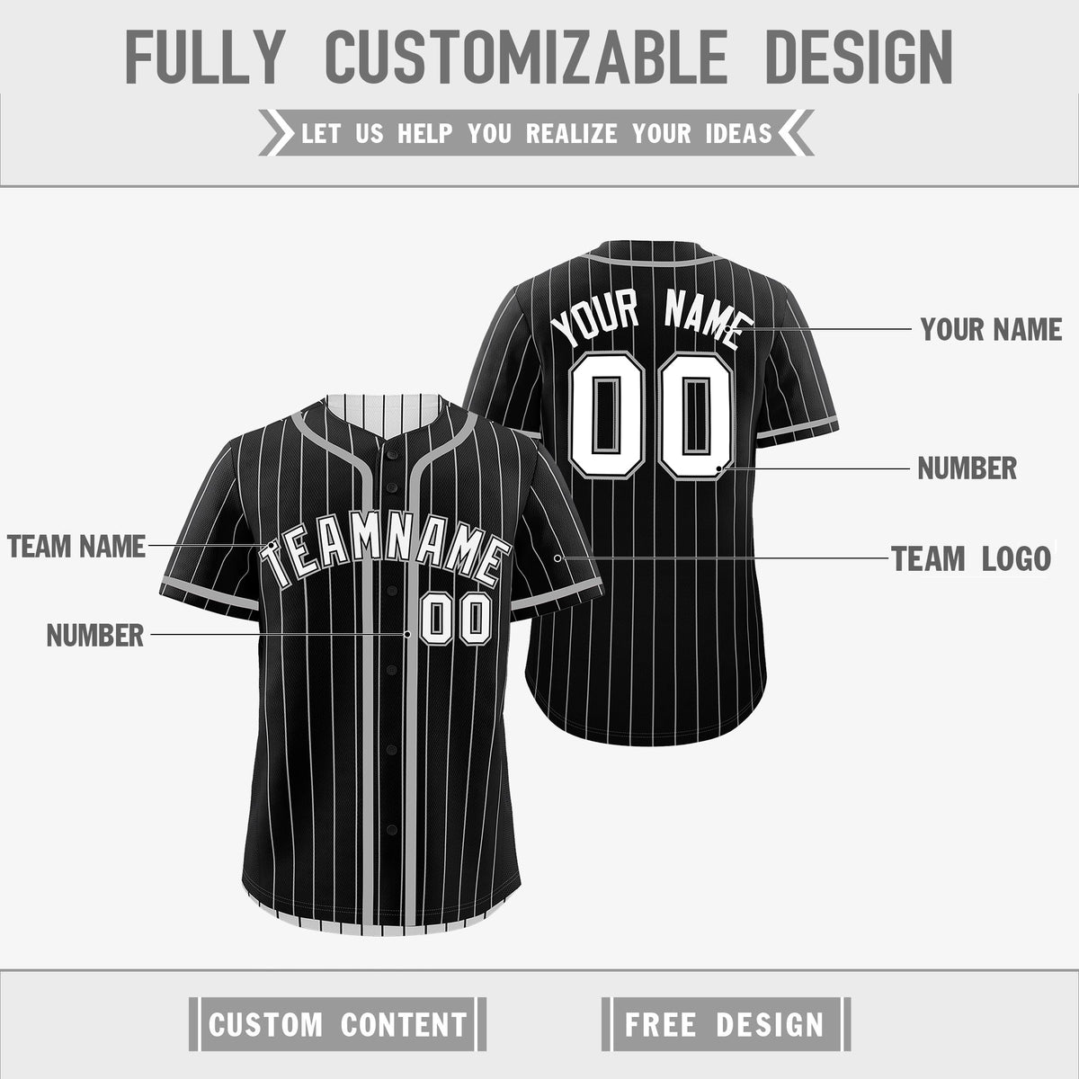 Custom Black White Reversible Stripe Fashion Lightweight Baseball Jersey| KXKSHOP