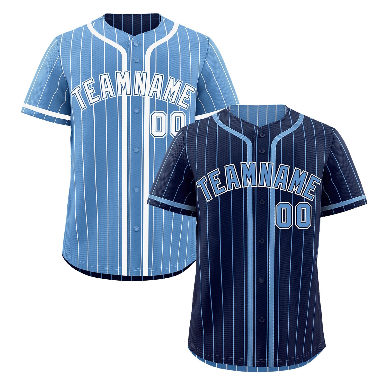 Custom Navy Light Blue Reversible Stripe Fashion Breathable Baseball Jersey| KXKSHOP