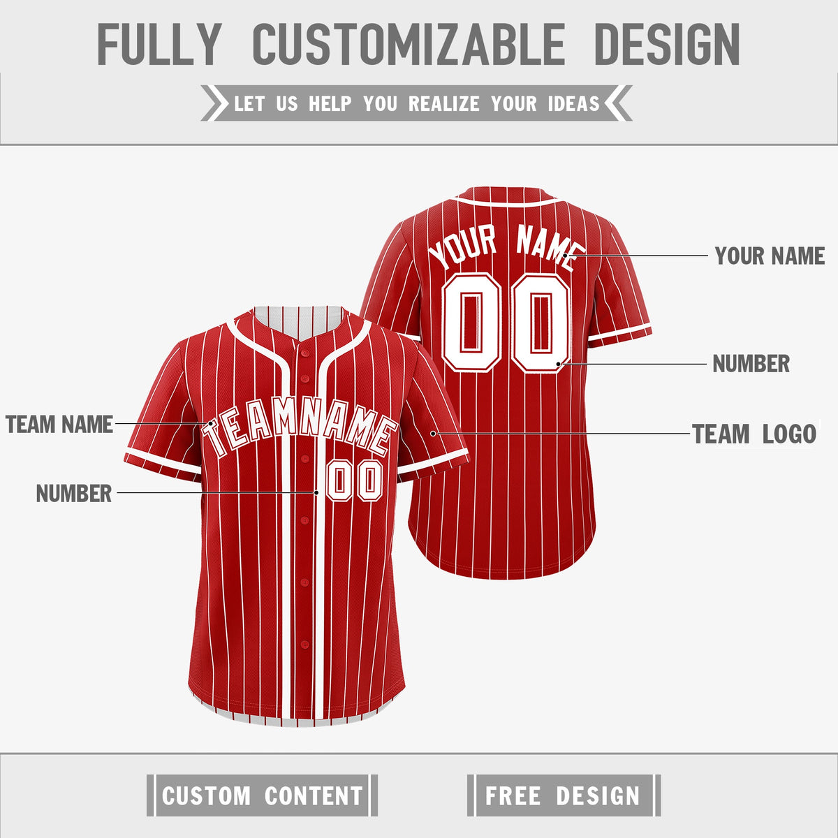 Custom Red White Reversible Stripe Fashion Breathable Baseball Jersey| KXKSHOP