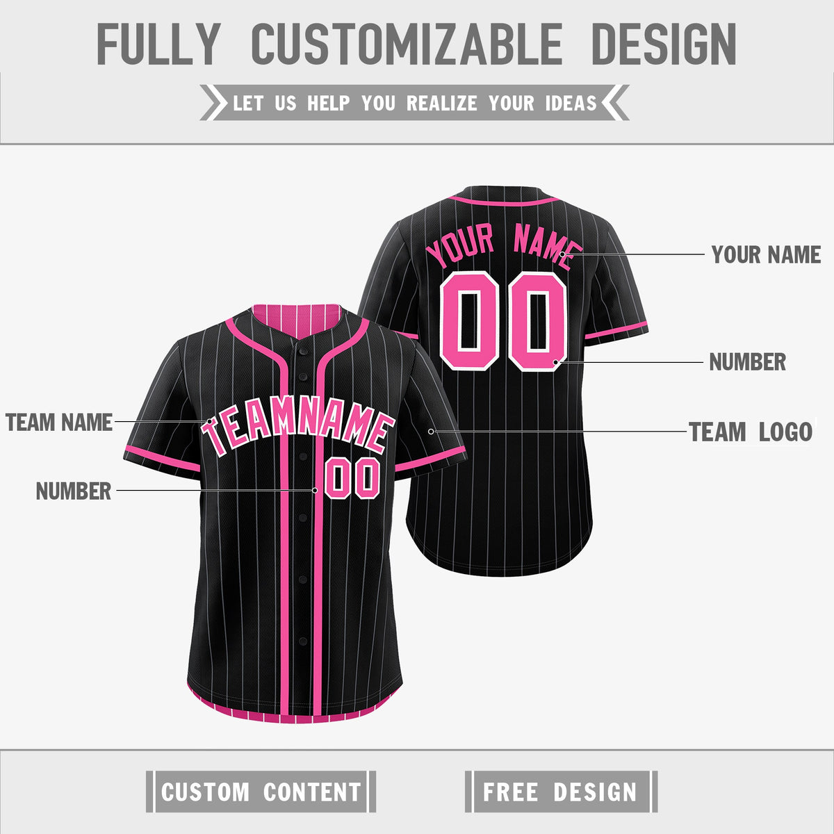 Custom Black Pink Reversible Stripe Fashion Lightweight Baseball Jersey| KXKSHOP