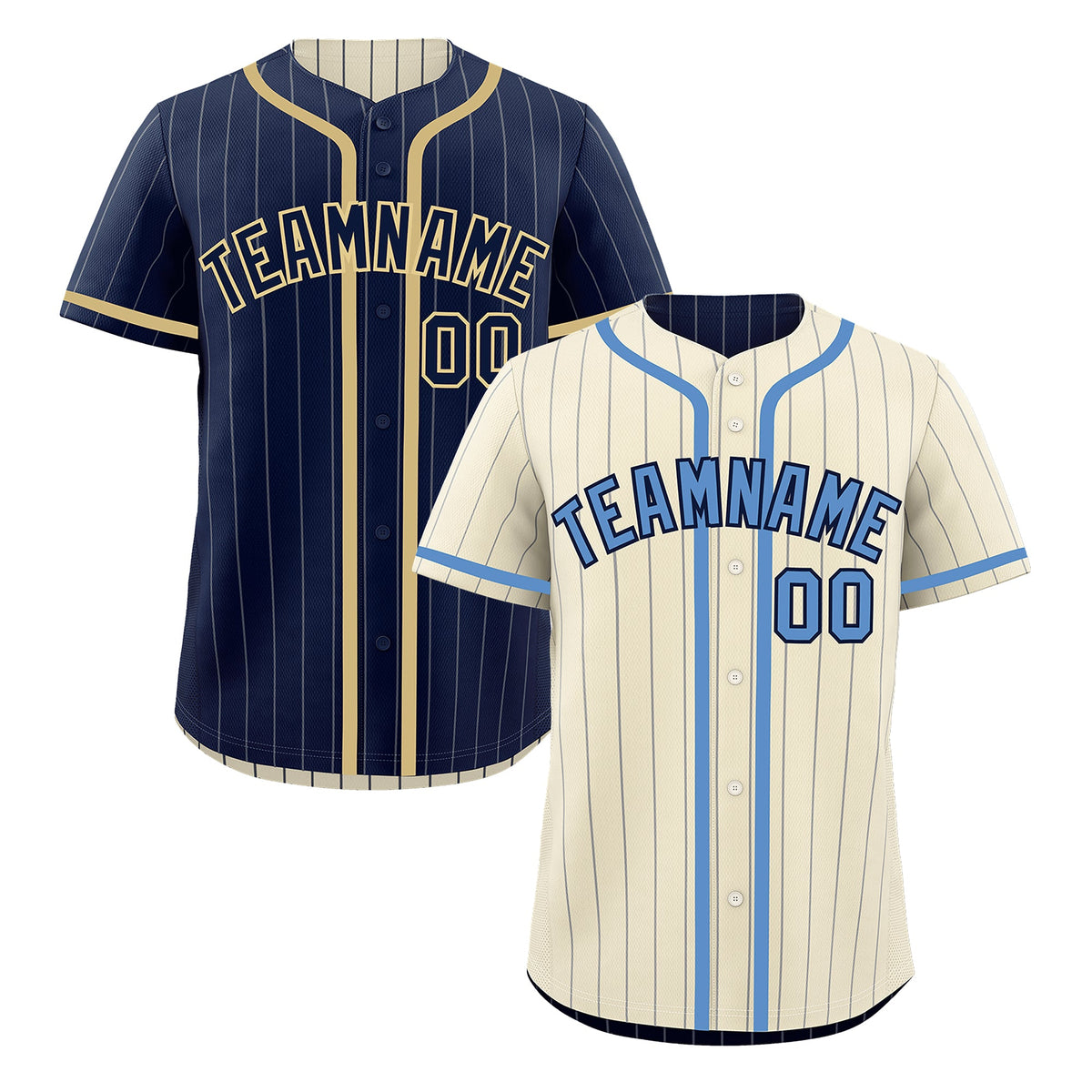 Custom Cream Navy Reversible Stripe Fashion Breathable Baseball Jersey| KXKSHOP
