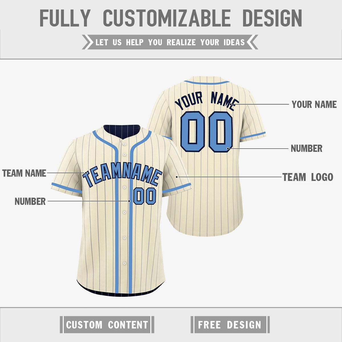 Custom Cream Navy Reversible Stripe Fashion Breathable Baseball Jersey| KXKSHOP