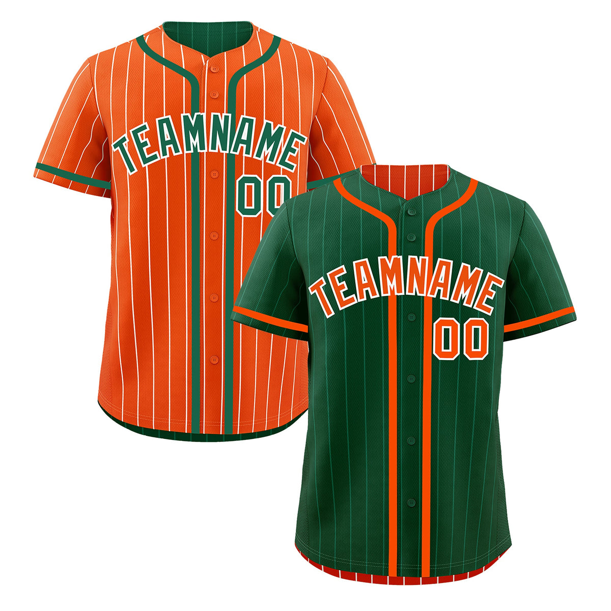 Custom Green Orange Reversible Stripe Fashion Lightweight Baseball Jersey| KXKSHOP