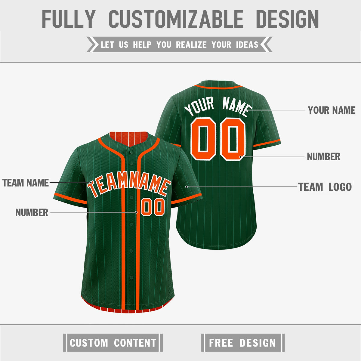 Custom Green Orange Reversible Stripe Fashion Lightweight Baseball Jersey| KXKSHOP