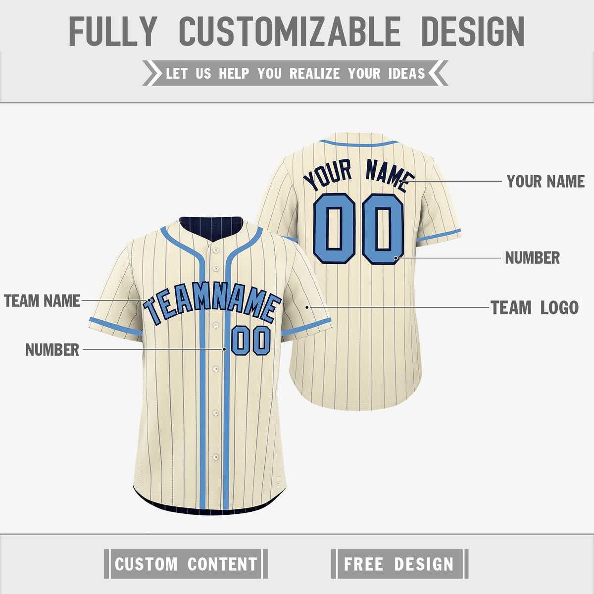Custom Cream Navy Reversible Stripe Fashion Breathable Baseball Jersey| KXKSHOP