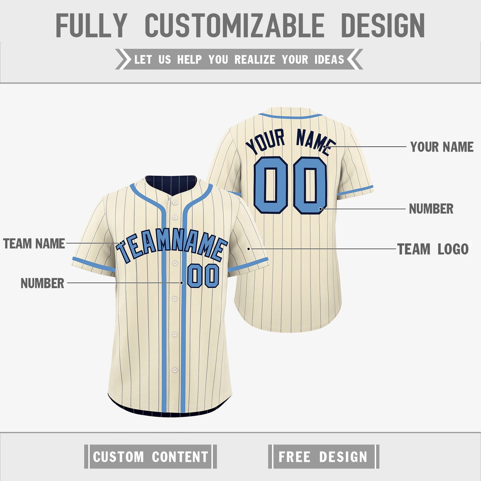 Custom Cream Navy Reversible Stripe Fashion Breathable Baseball Jersey| KXKSHOP