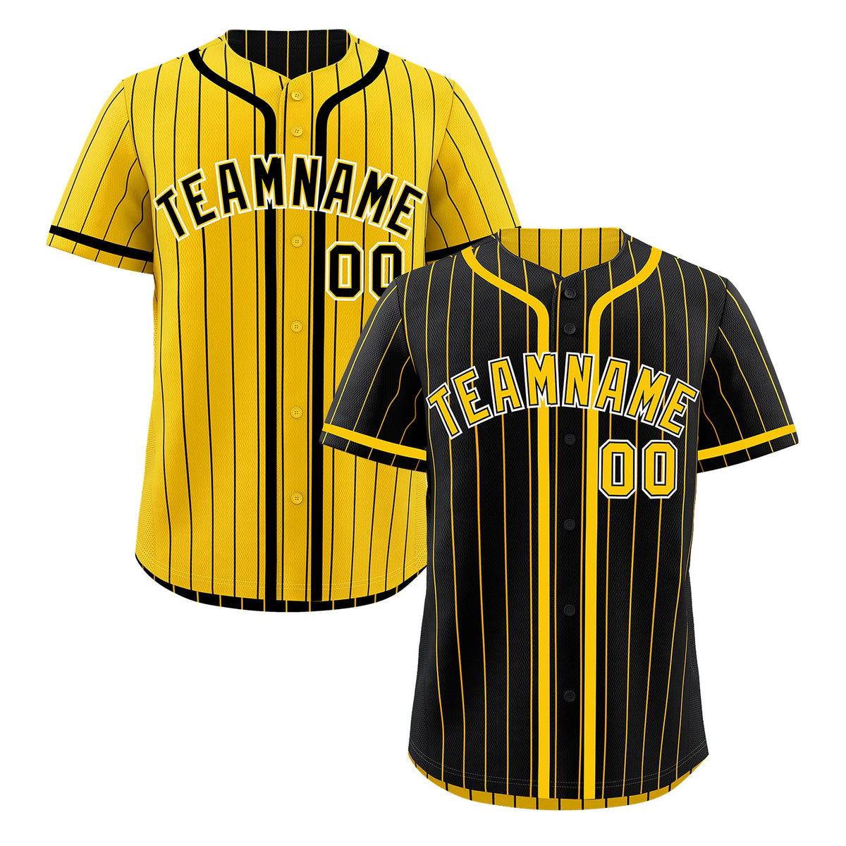 Custom Black Yellow Reversible Stripe Fashion Breathable Baseball Jersey| KXKSHOP