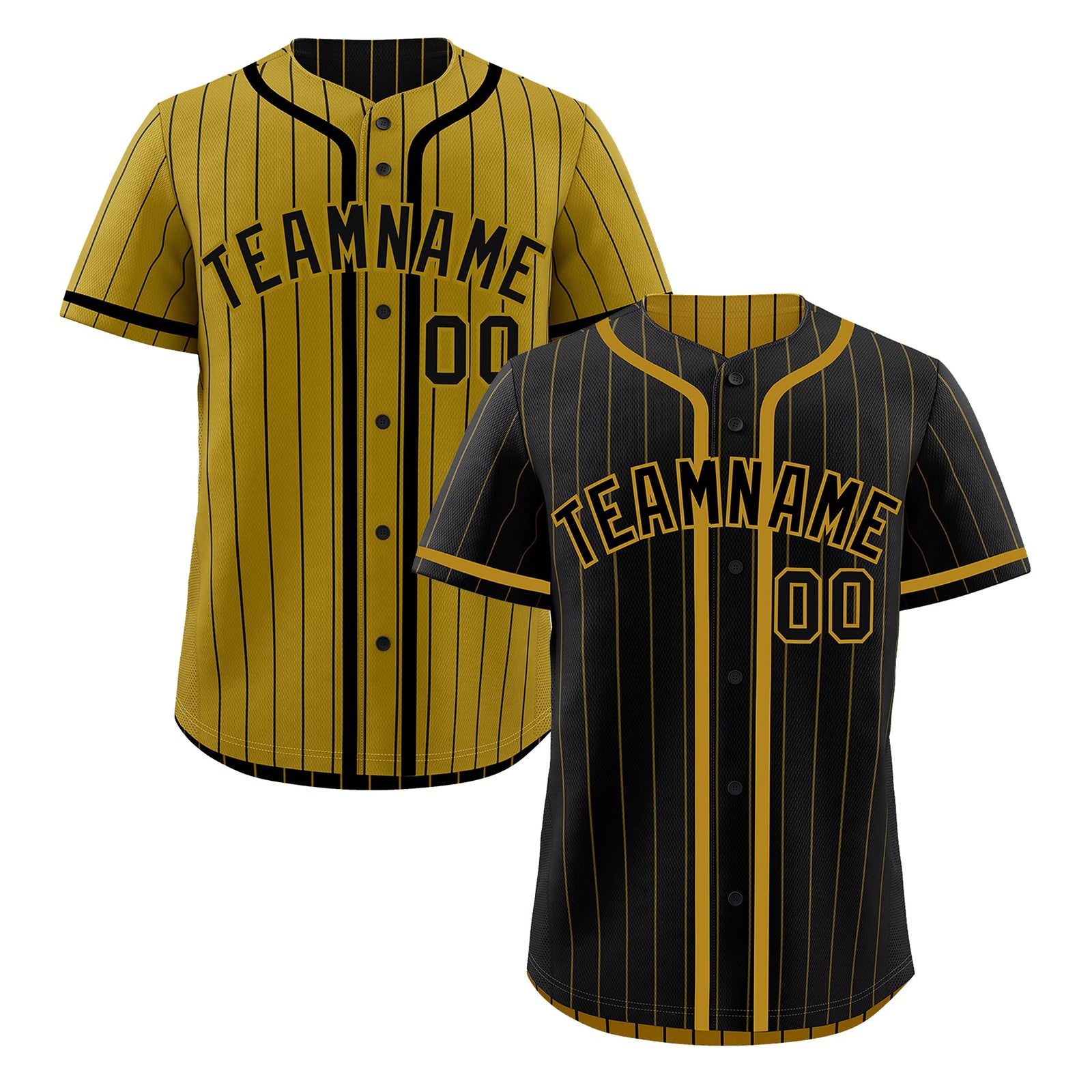 Custom Black Old Gold Reversible Stripe Fashion Breathable Baseball Jersey| KXKSHOP