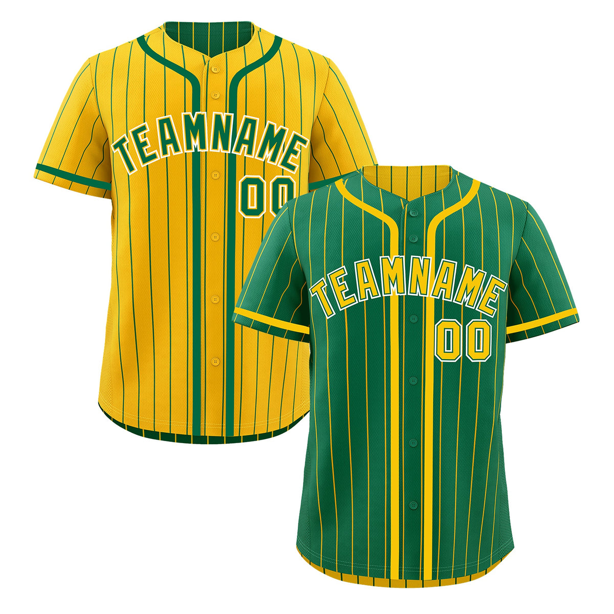 Custom Kelly Green Yellow Reversible Stripe Fashion Lightweight Baseball Jersey| KXKSHOP