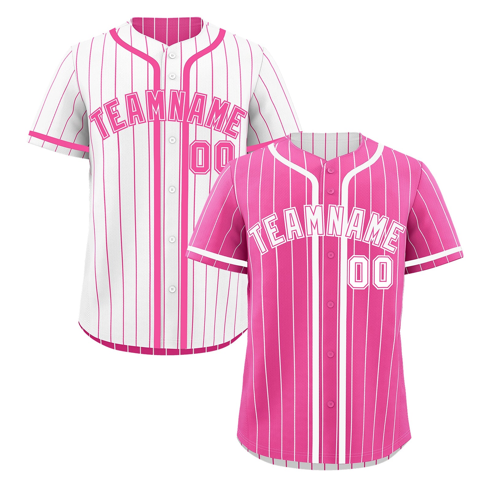 Custom Pink White Reversible Stripe Fashion Breathable Baseball Jersey| KXKSHOP