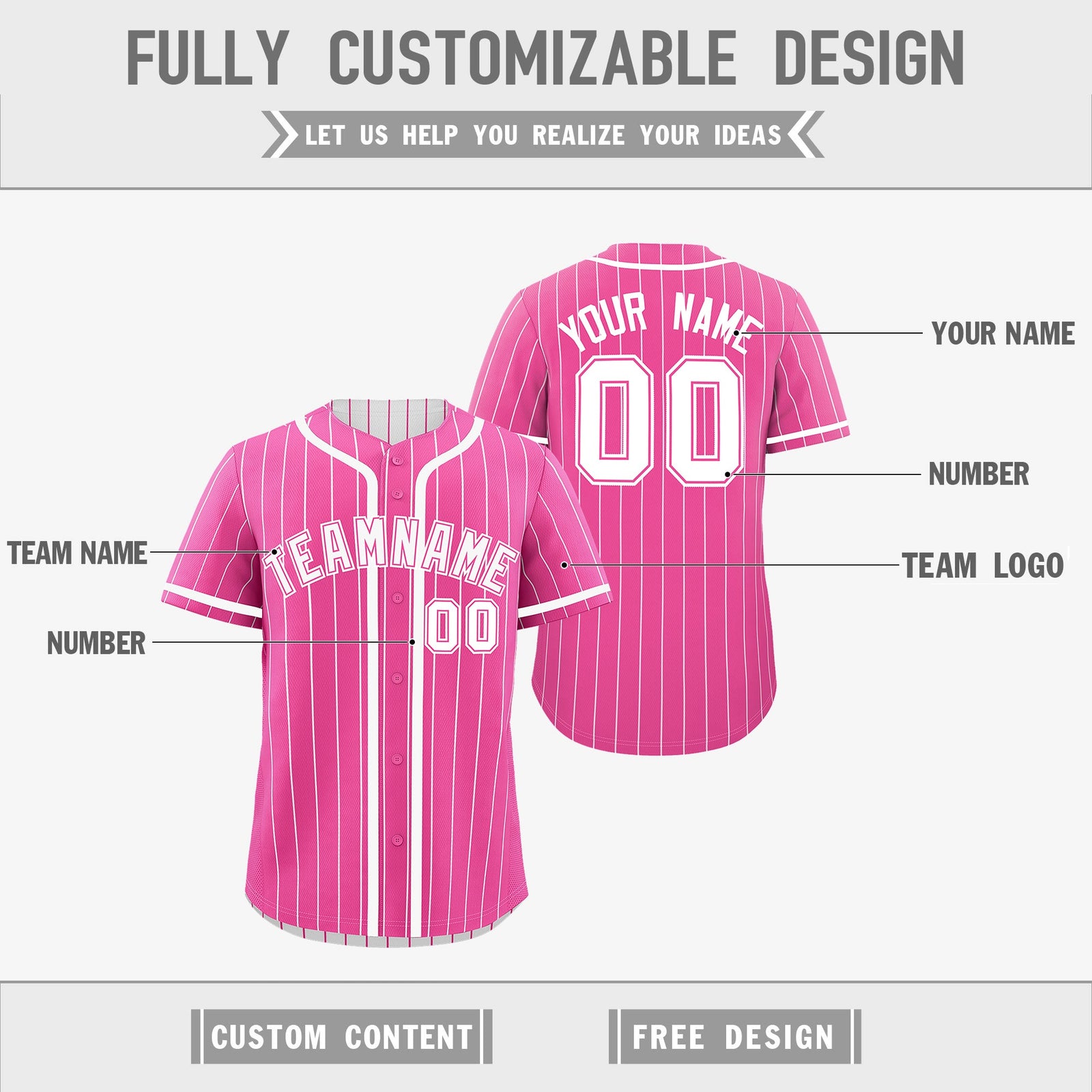 Custom Pink White Reversible Stripe Fashion Breathable Baseball Jersey| KXKSHOP