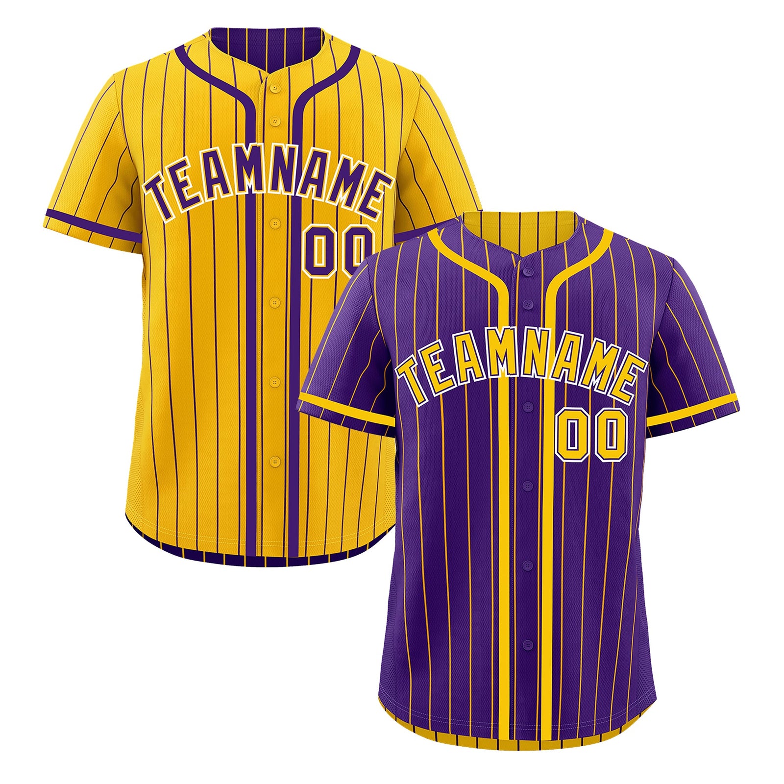 Custom Purple Yellow Reversible Stripe Fashion Lightweight Baseball Jersey| KXKSHOP