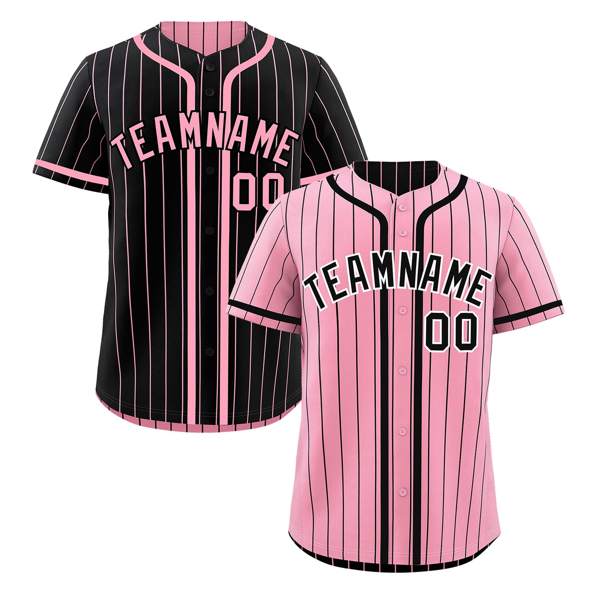 Custom Light Pink Black Reversible Stripe Fashion Breathable Baseball Jersey| KXKSHOP