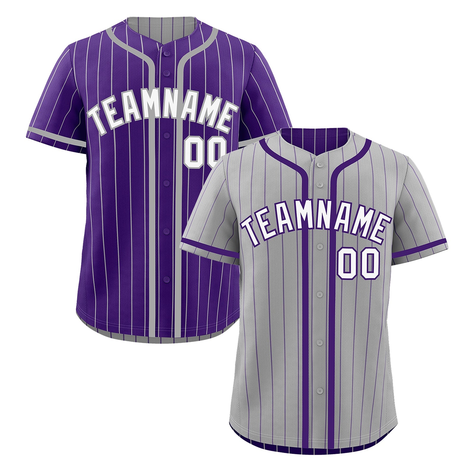 Custom Gray Purple Reversible Stripe Fashion Lightweight Baseball Jersey| KXKSHOP