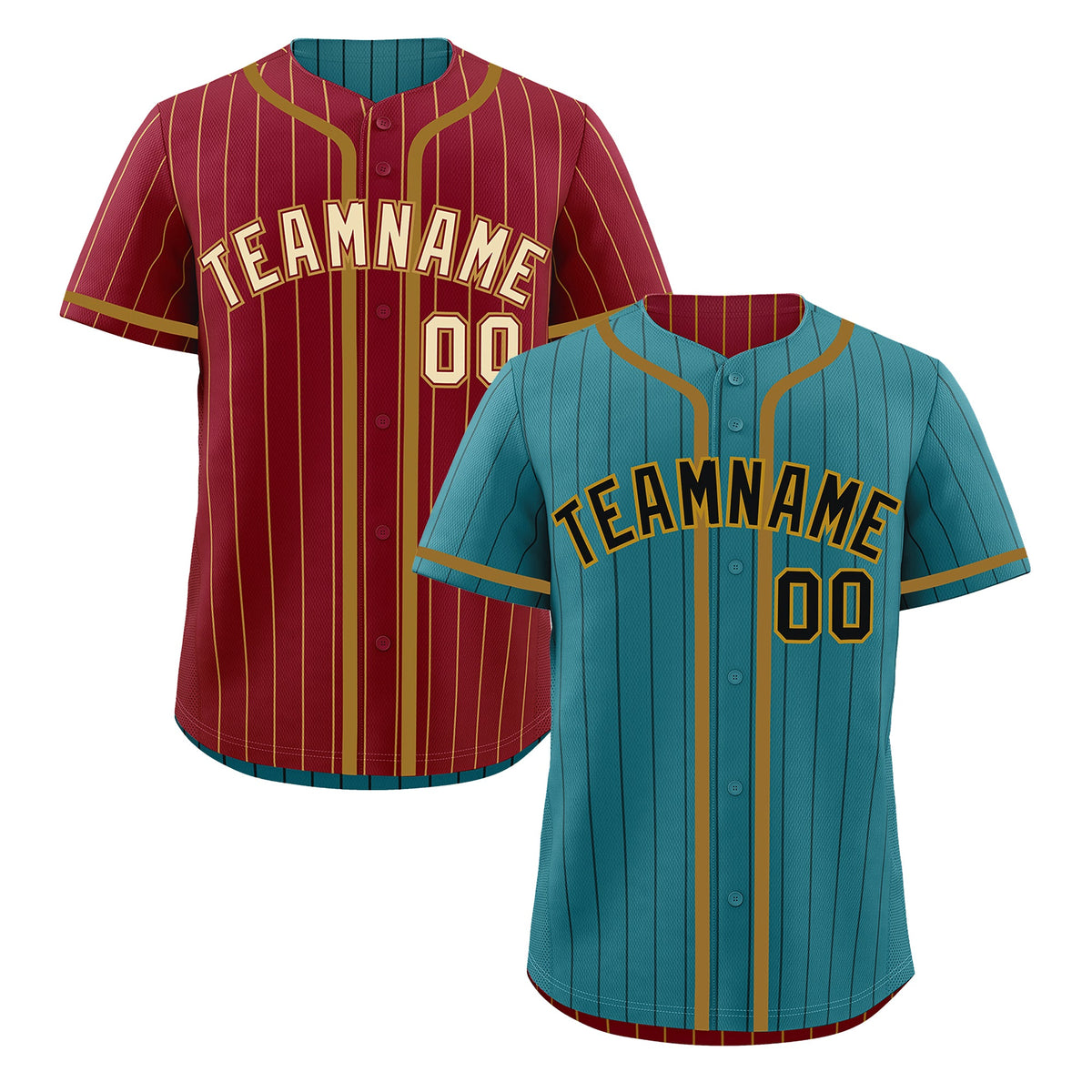 Custom Teal Crimson Reversible Stripe Fashion Breathable Baseball Jersey| KXKSHOP