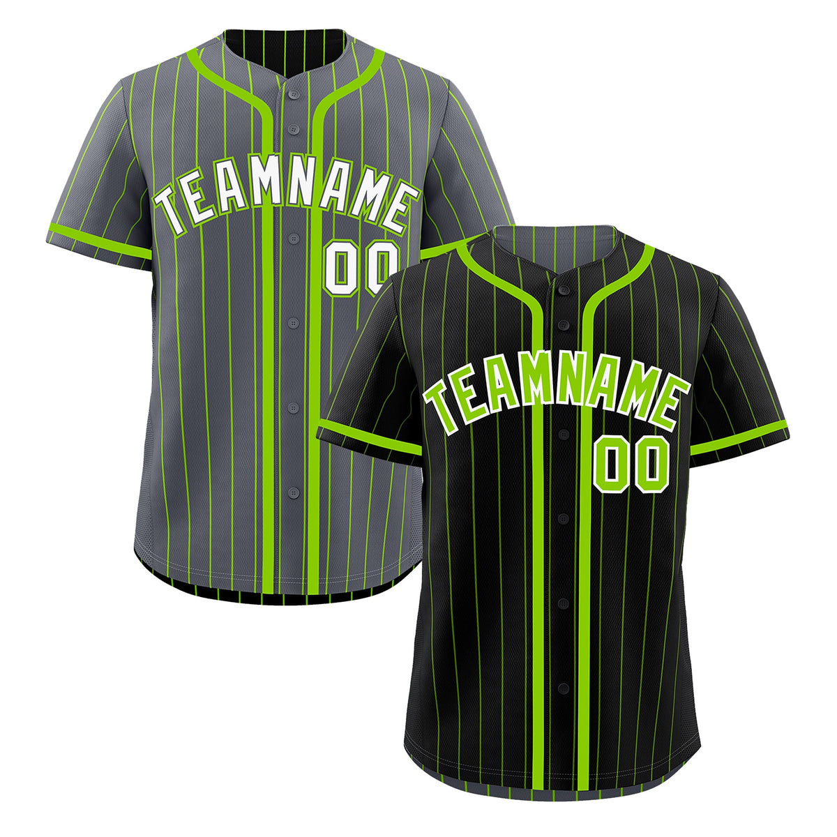 Custom Black Neon Green Reversible Stripe Fashion Lightweight Baseball Jersey| KXKSHOP