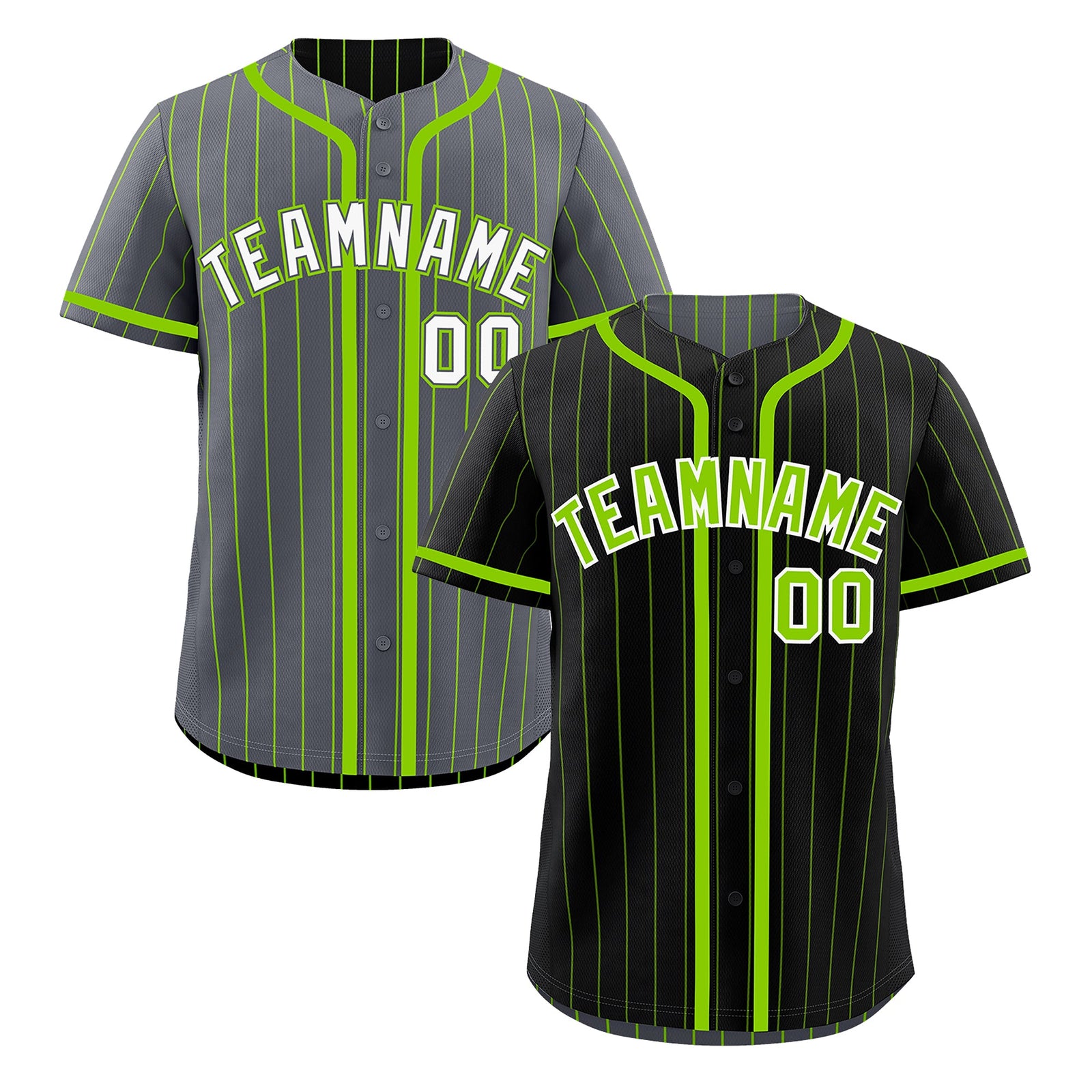 Custom Black Neon Green Reversible Stripe Fashion Lightweight Baseball Jersey| KXKSHOP