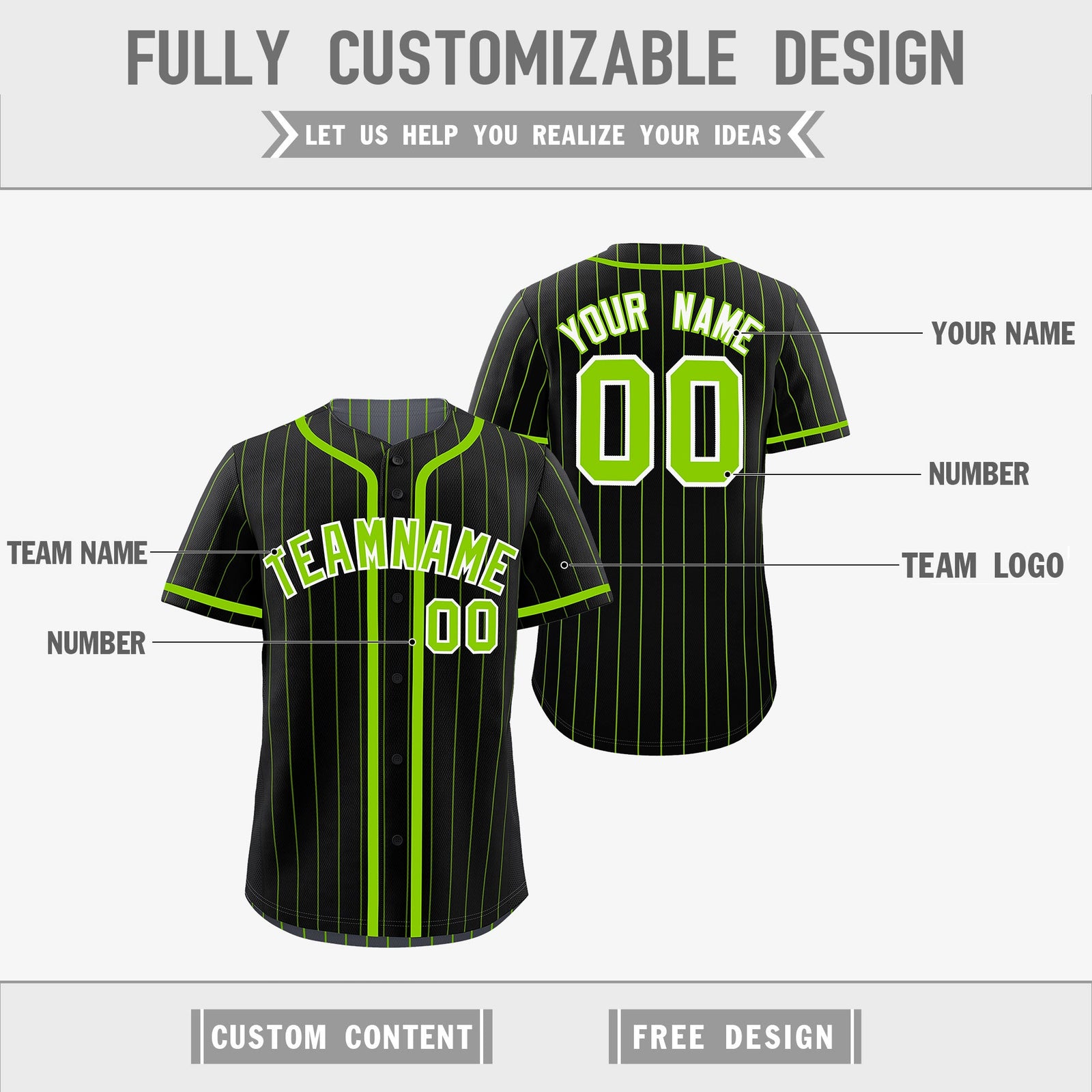 Custom Black Neon Green Reversible Stripe Fashion Lightweight Baseball Jersey| KXKSHOP