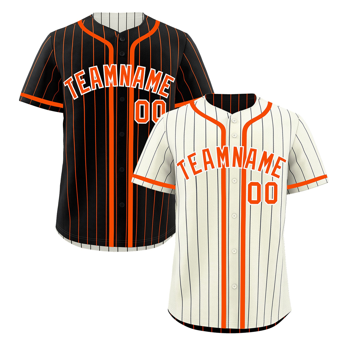 Custom Cream Black Orange Reversible Stripe Fashion Breathable Baseball Jersey| KXKSHOP