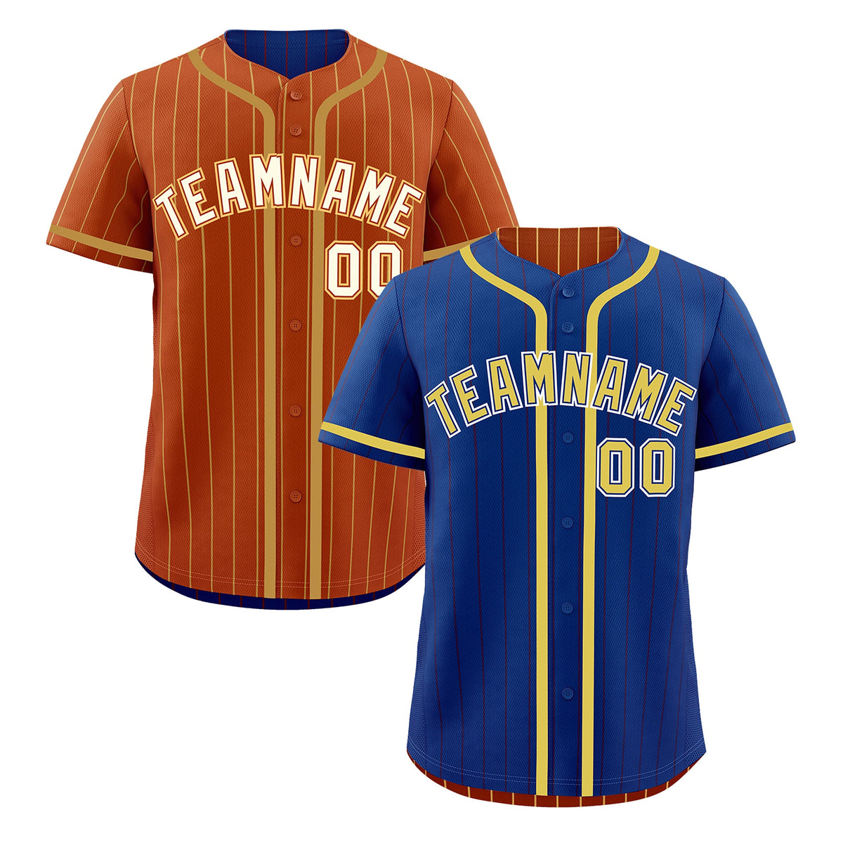 Custom Royal Blue Dark Orange Reversible Stripe Fashion Lightweight Baseball Jersey| KXKSHOP