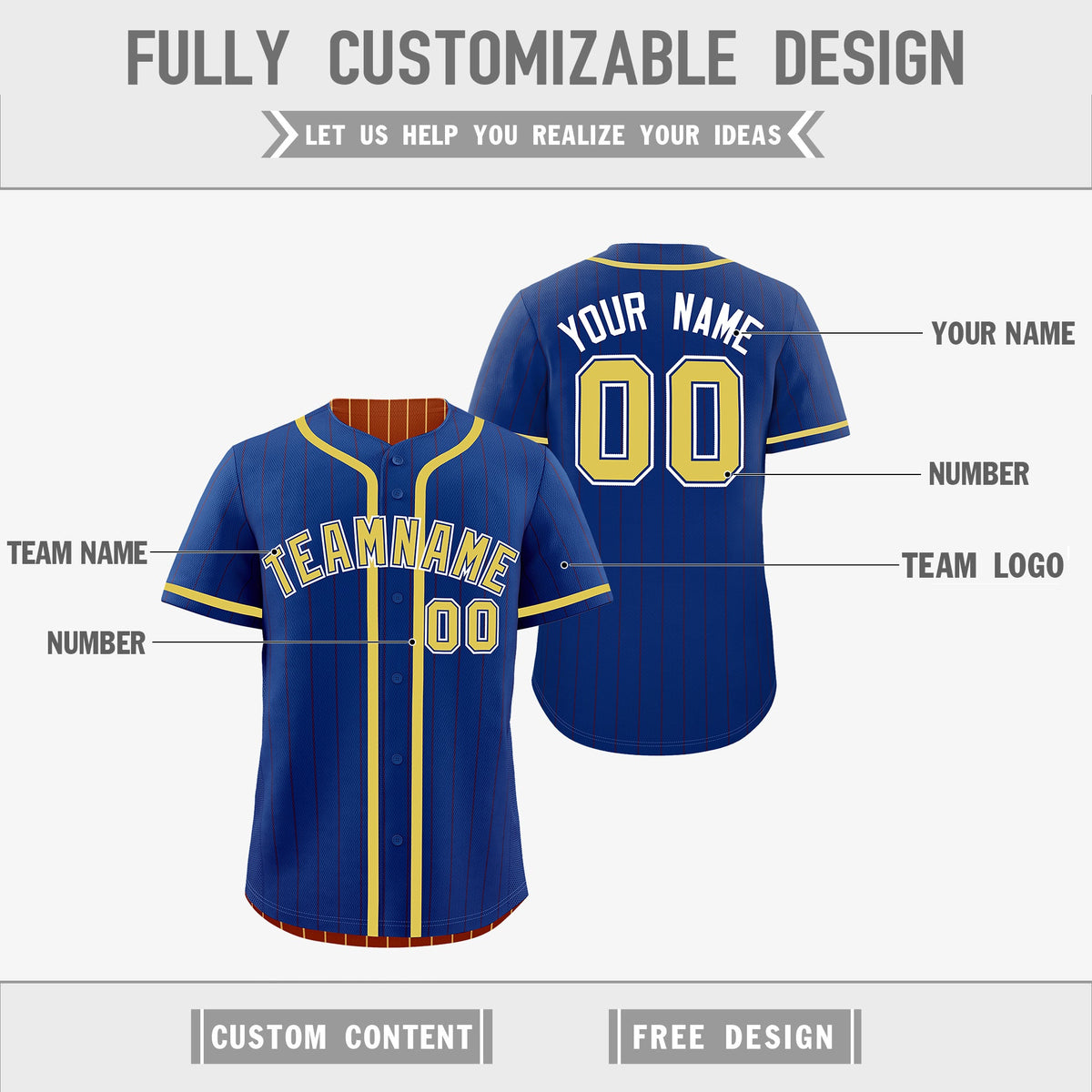 Custom Royal Blue Dark Orange Reversible Stripe Fashion Lightweight Baseball Jersey| KXKSHOP