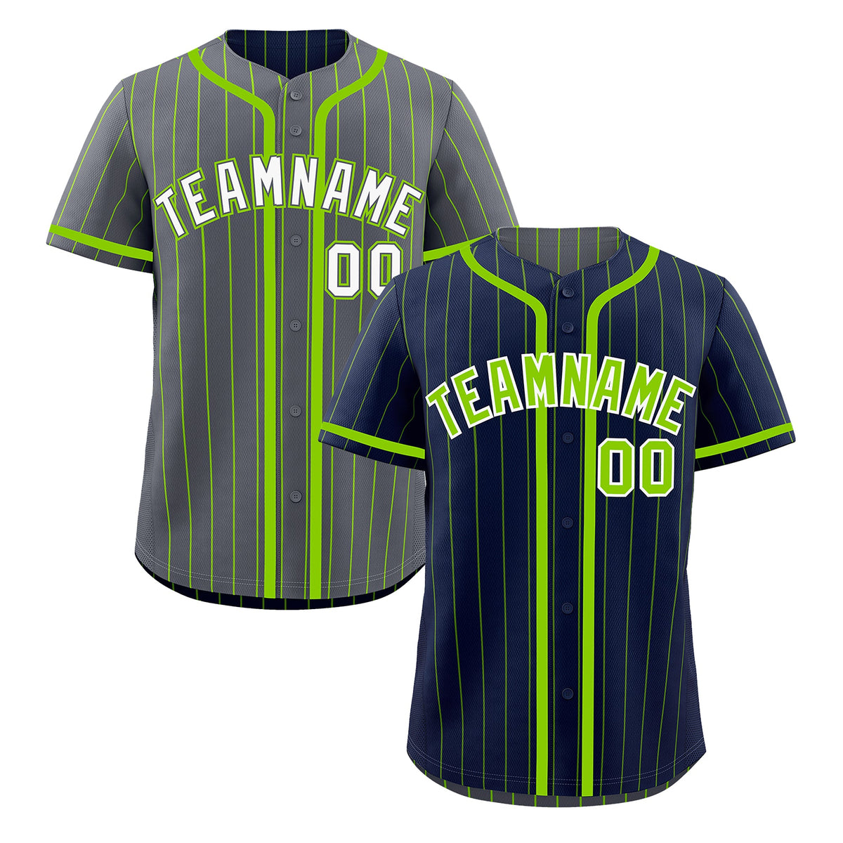 Custom Navy Neon Green Reversible Stripe Fashion Breathable Baseball Jersey| KXKSHOP