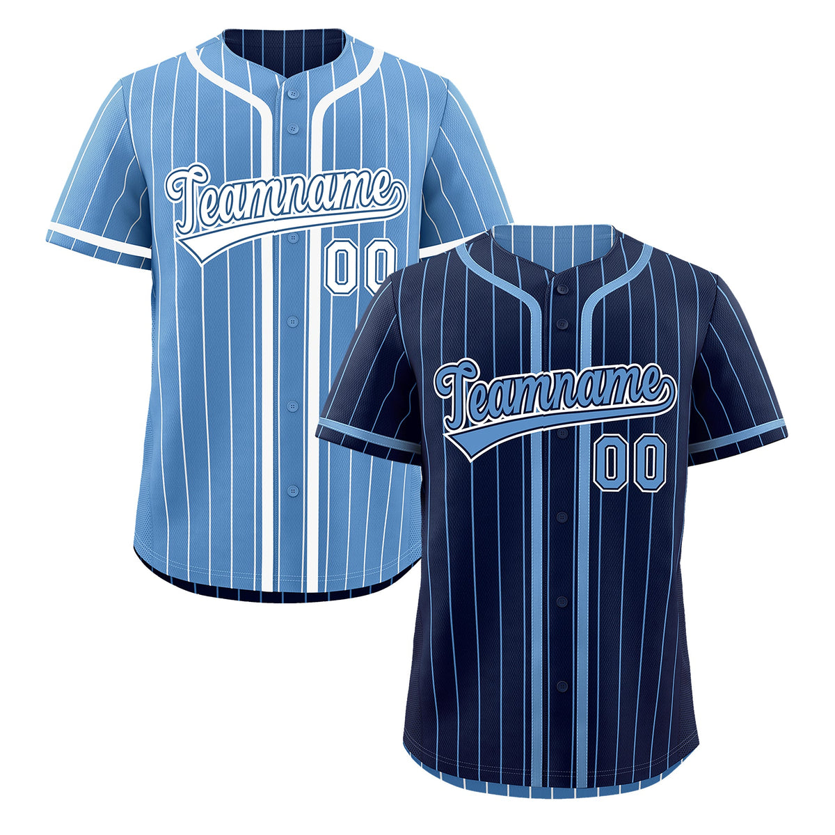 Custom Navy Light Blue Reversible Stripe Fashion Breathable Baseball Jersey| KXKSHOP