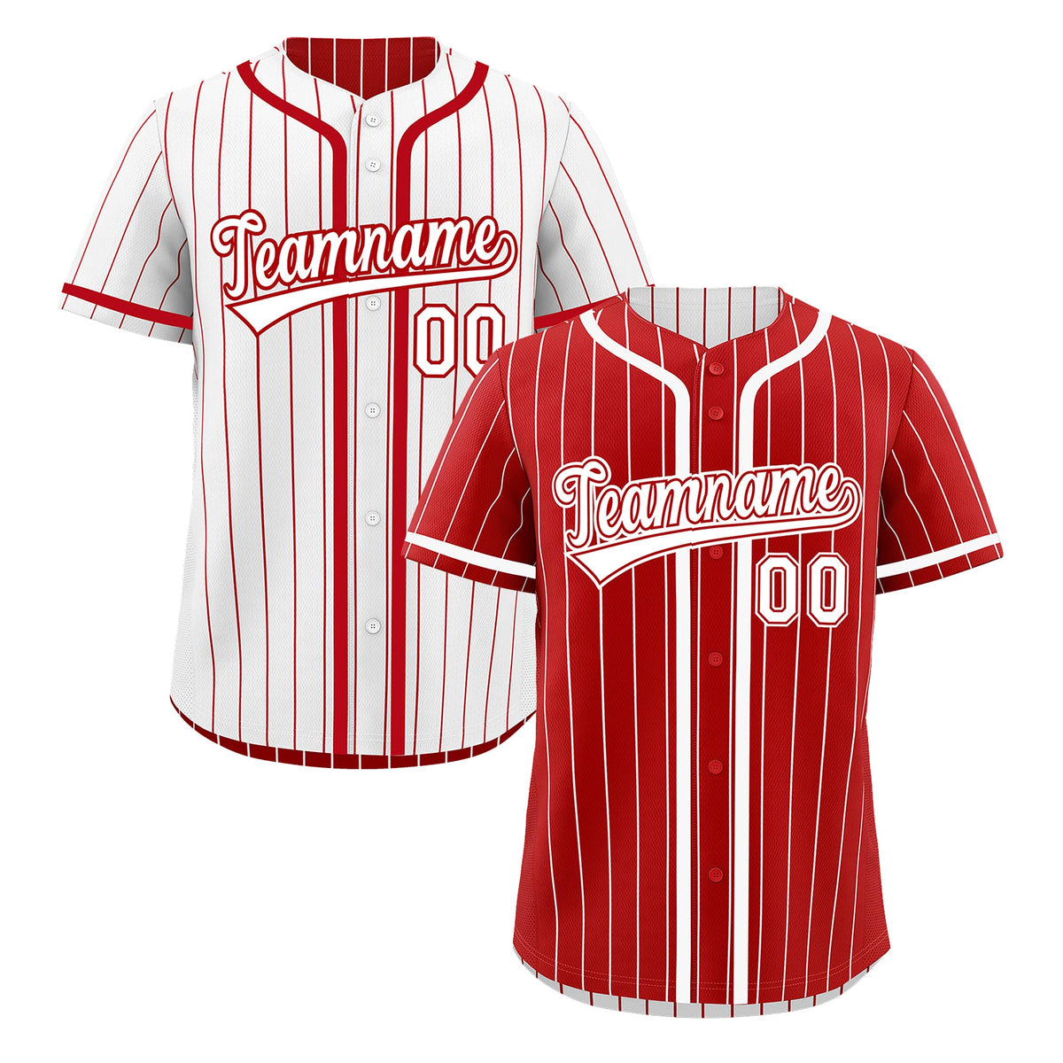 Custom Red White Reversible Stripe Fashion Breathable Baseball Jersey| KXKSHOP