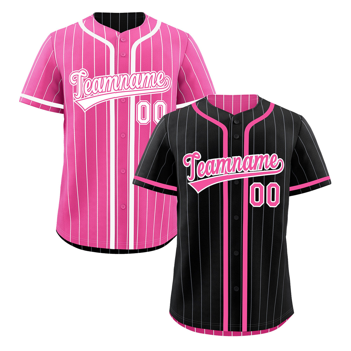 Custom Black Pink Reversible Stripe Fashion Lightweight Baseball Jersey| KXKSHOP