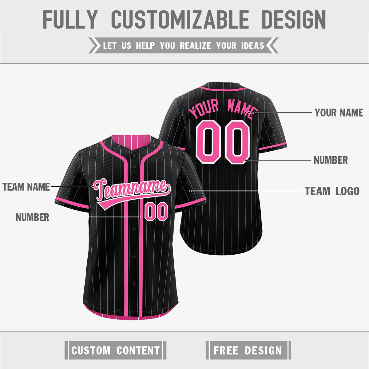 Custom Black Pink Reversible Stripe Fashion Lightweight Baseball Jersey| KXKSHOP