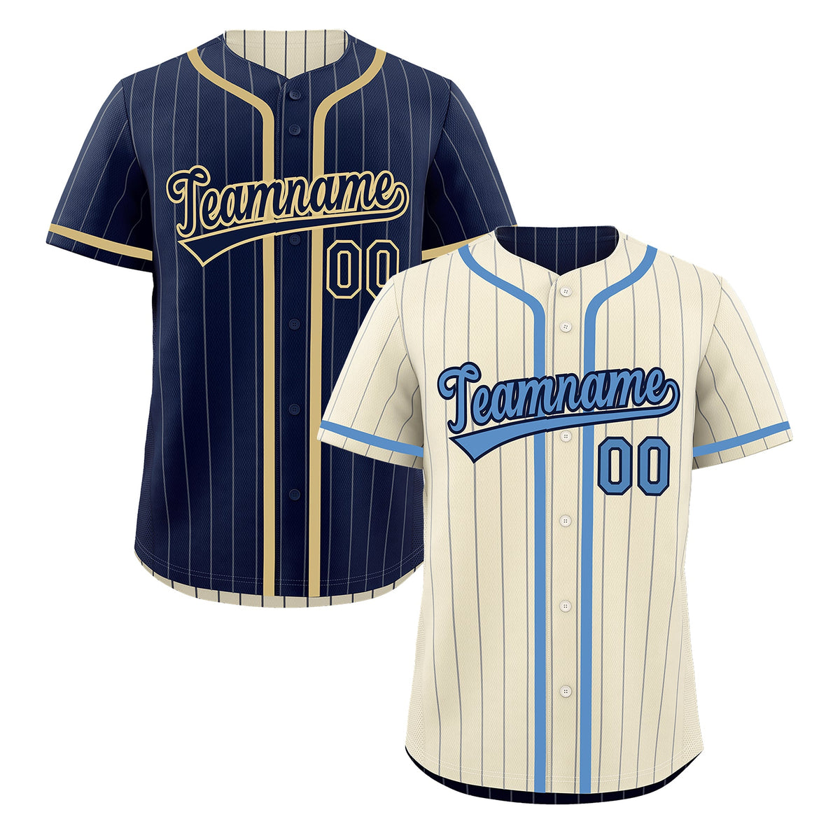 Custom Cream Navy Reversible Stripe Fashion Breathable Baseball Jersey| KXKSHOP