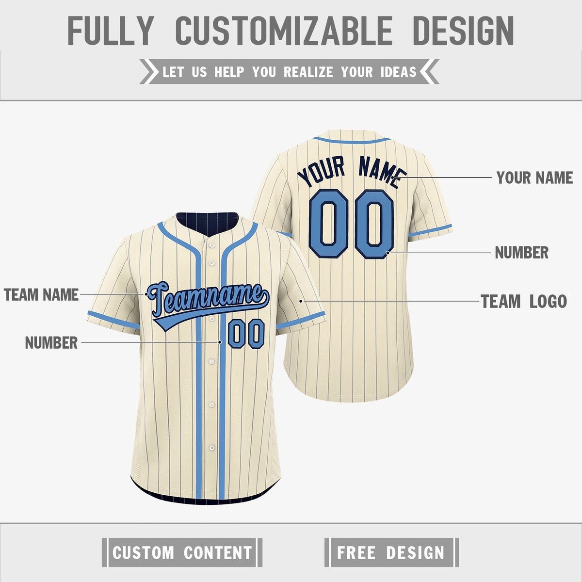 Custom Cream Navy Reversible Stripe Fashion Breathable Baseball Jersey| KXKSHOP