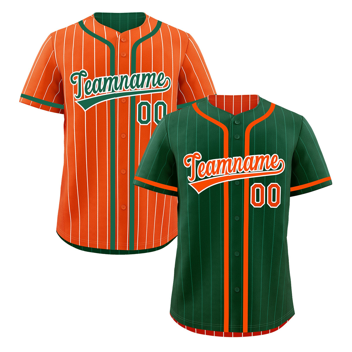Custom Green Orange Reversible Stripe Fashion Lightweight Baseball Jersey| KXKSHOP