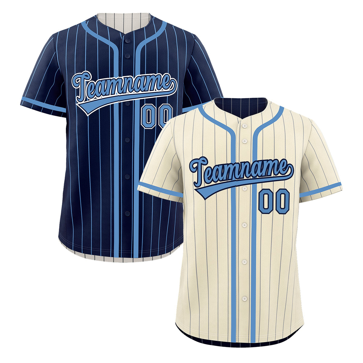 Custom Cream Navy Reversible Stripe Fashion Breathable Baseball Jersey| KXKSHOP