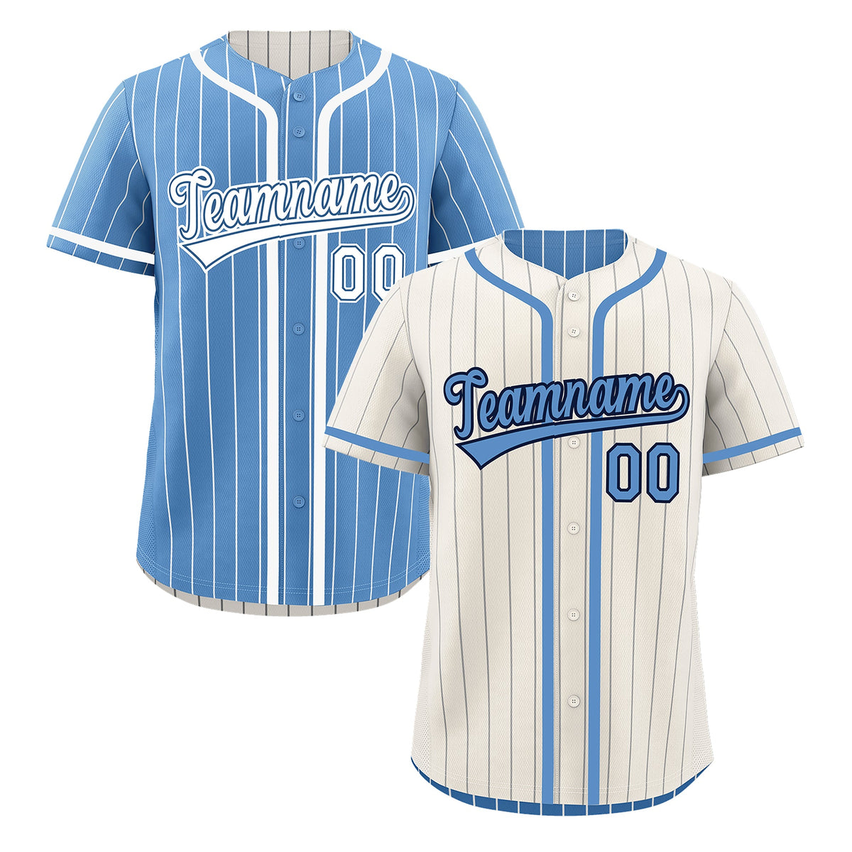Custom Cream Light Blue Reversible Stripe Fashion Lightweight Baseball Jersey| KXKSHOP