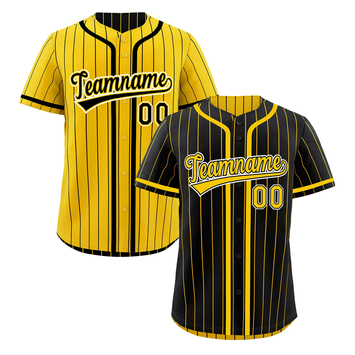 Custom Black Yellow Reversible Stripe Fashion Breathable Baseball Jersey| KXKSHOP