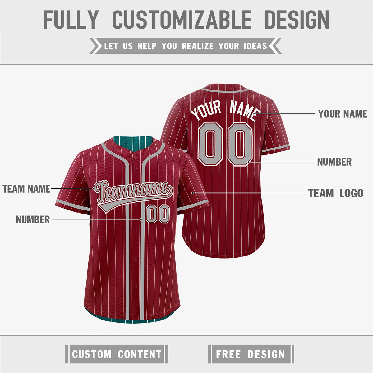 Custom Crimson Teal Reversible Stripe Fashion Lightweight Baseball Jersey| KXKSHOP