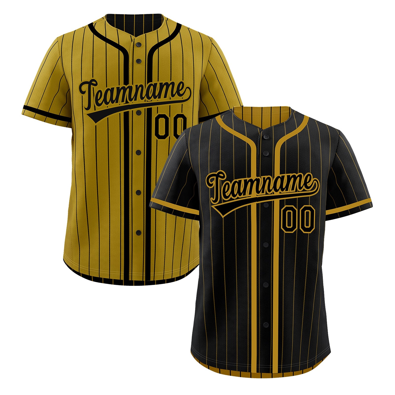 Custom Black Old Gold Reversible Stripe Fashion Breathable Baseball Jersey| KXKSHOP