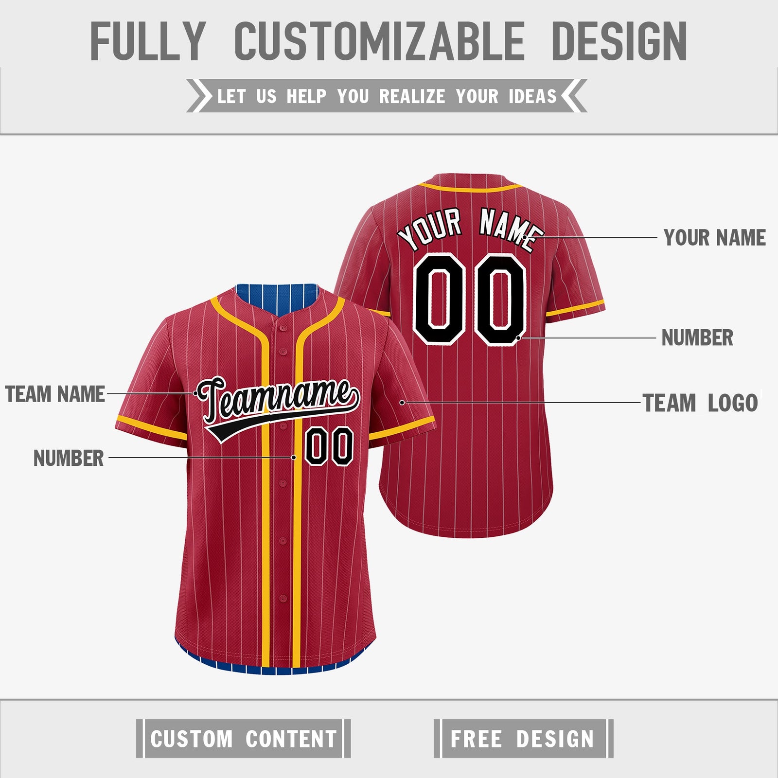 Custom Crimson Royal Reversible Stripe Fashion Breathable Baseball Jersey| KXKSHOP