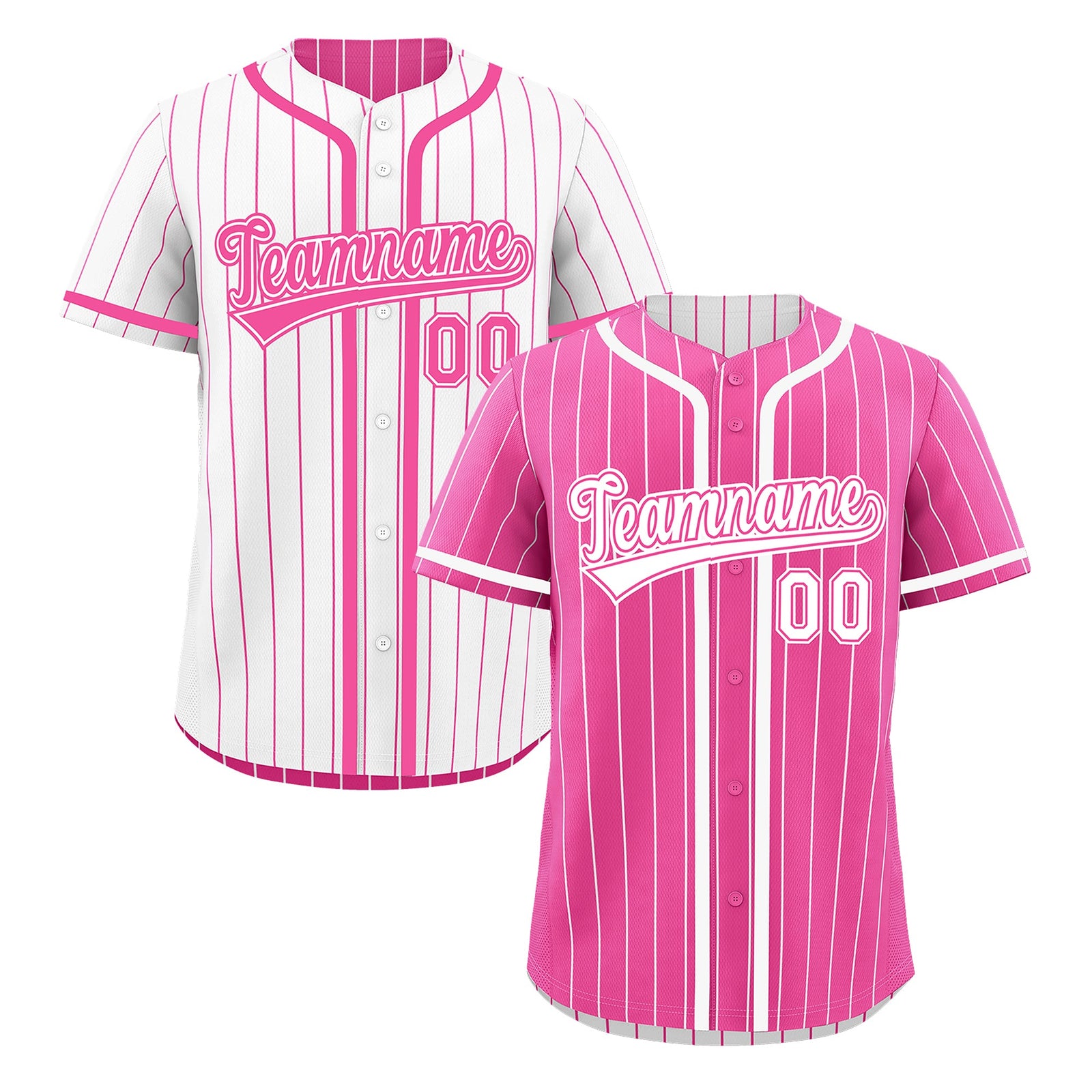 Custom Pink White Reversible Stripe Fashion Breathable Baseball Jersey| KXKSHOP
