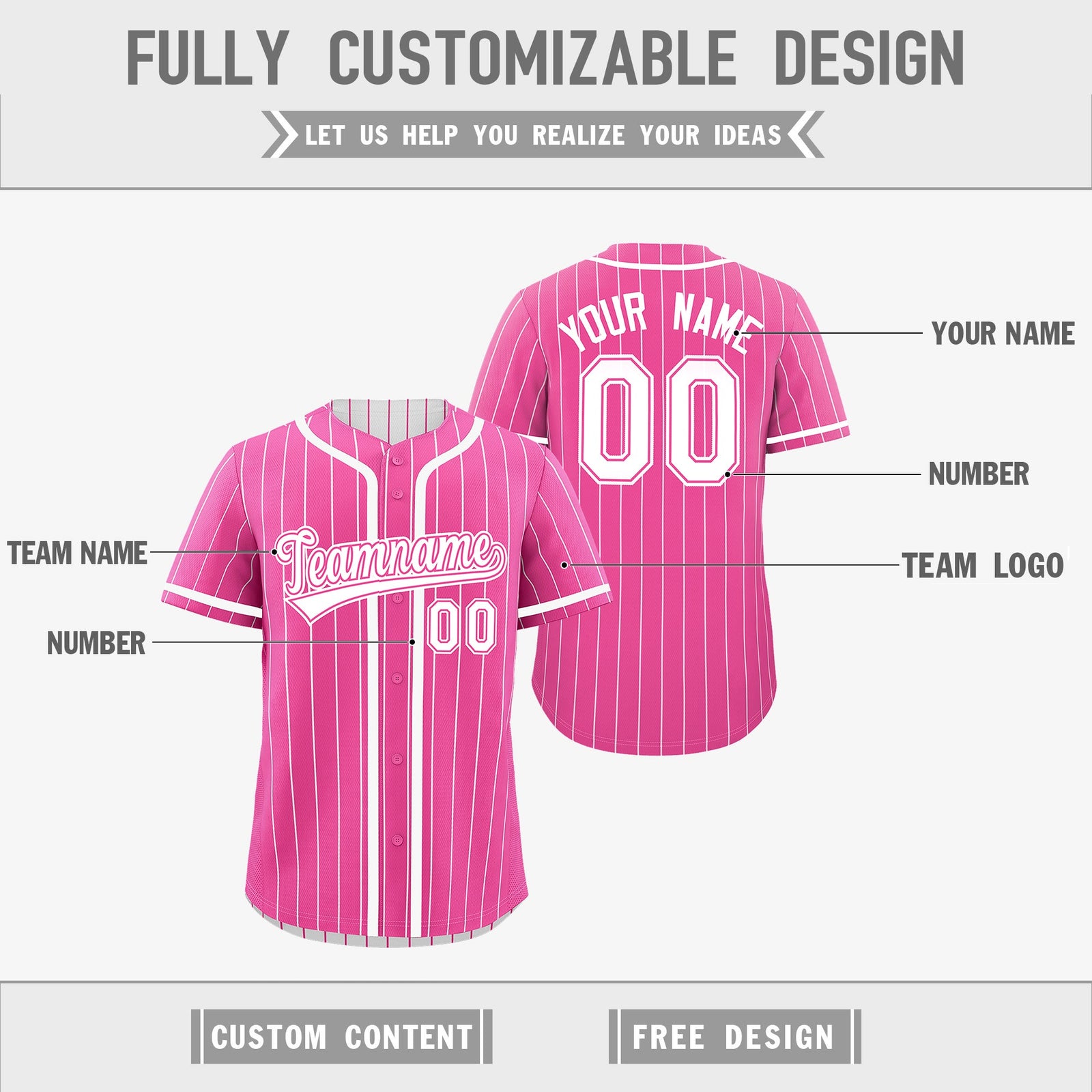 Custom Pink White Reversible Stripe Fashion Breathable Baseball Jersey| KXKSHOP