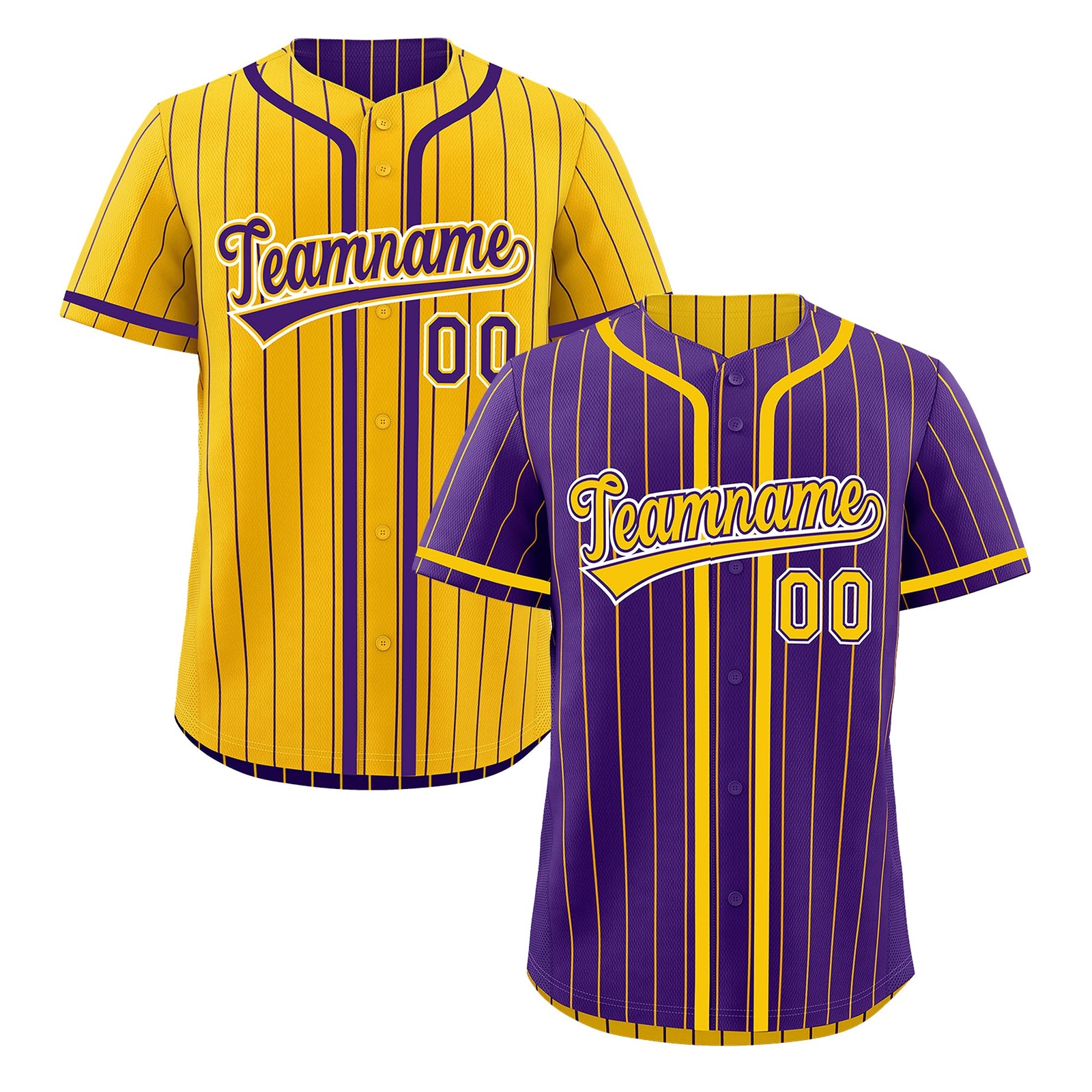 Custom Purple Yellow Reversible Stripe Fashion Lightweight Baseball Jersey| KXKSHOP