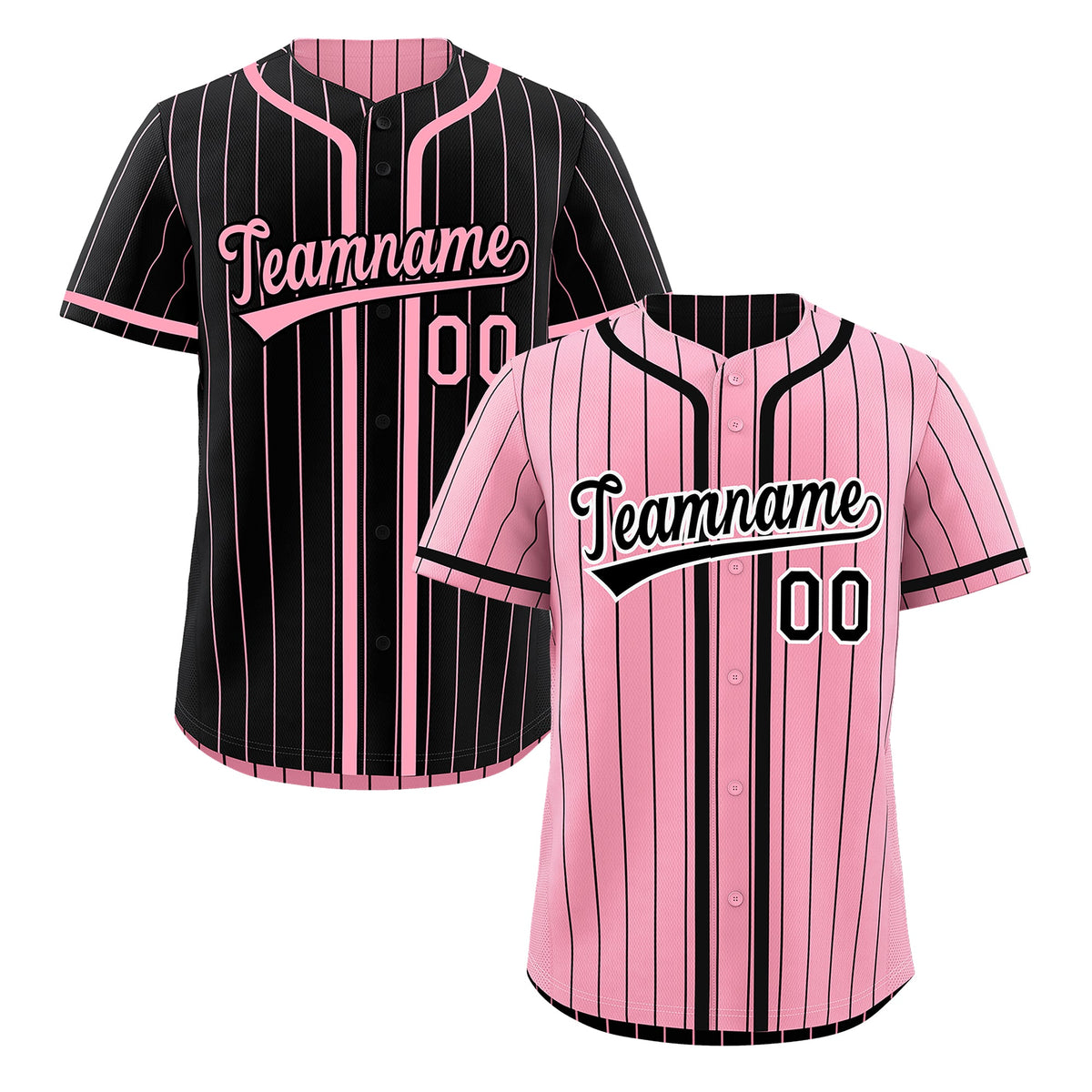 Custom Light Pink Black Reversible Stripe Fashion Breathable Baseball Jersey| KXKSHOP