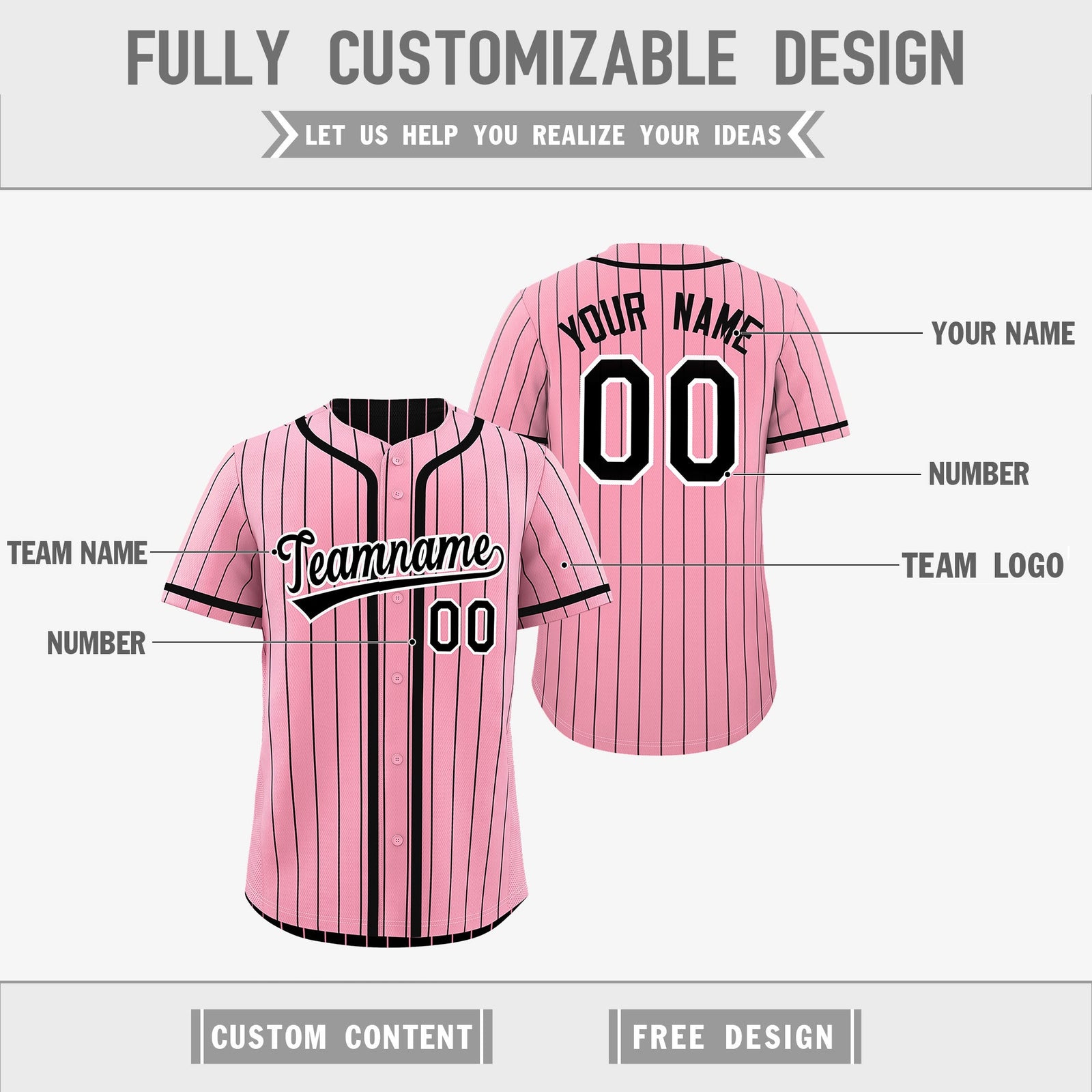 Custom Light Pink Black Reversible Stripe Fashion Breathable Baseball Jersey| KXKSHOP