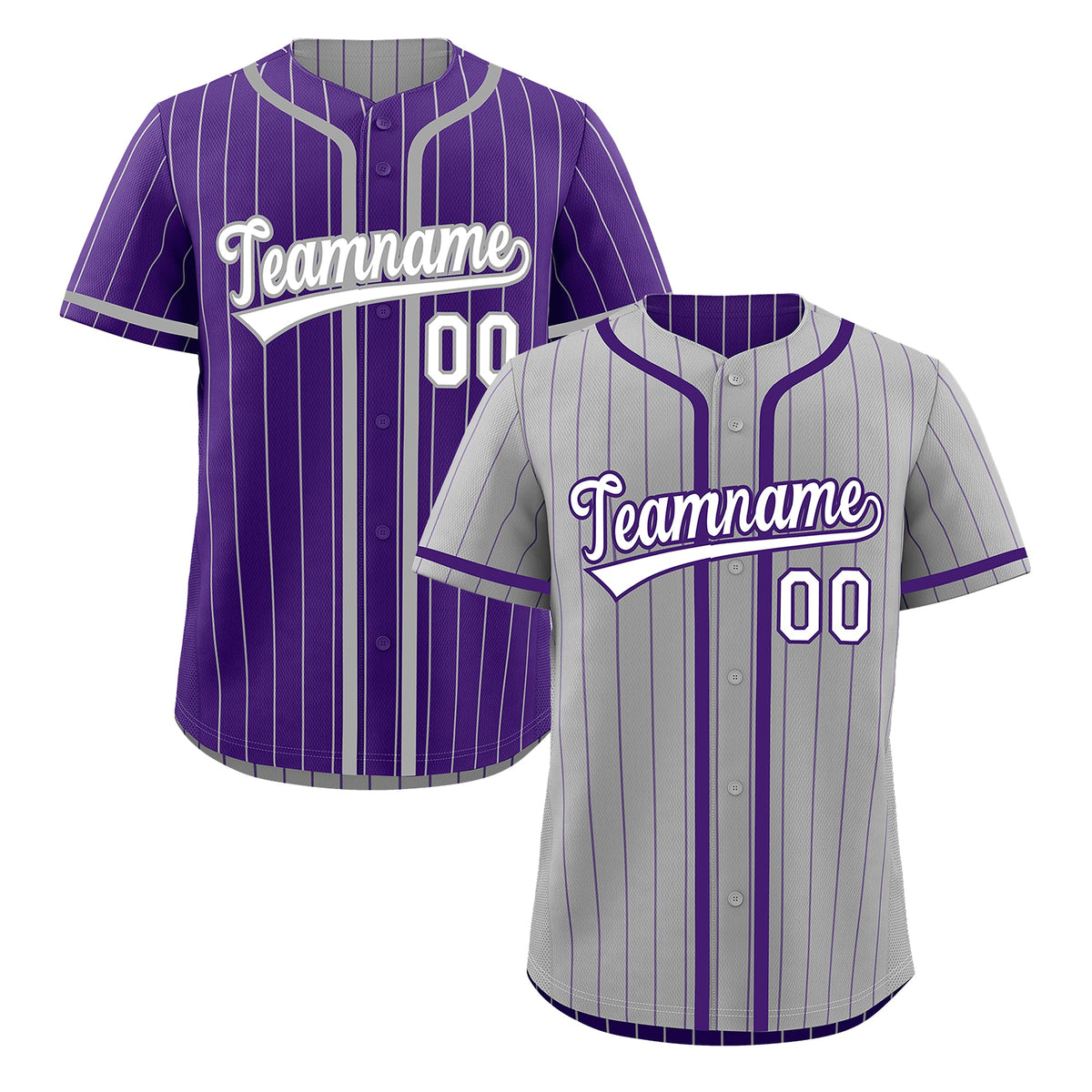 Custom Gray Purple Reversible Stripe Fashion Lightweight Baseball Jersey| KXKSHOP